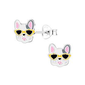 Franz�sische Bulldoggen Kinder Ohrringe 925 Silber
