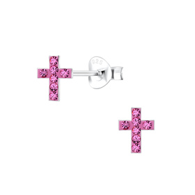 Kreuz Kinder Ohrringe 925 Silber