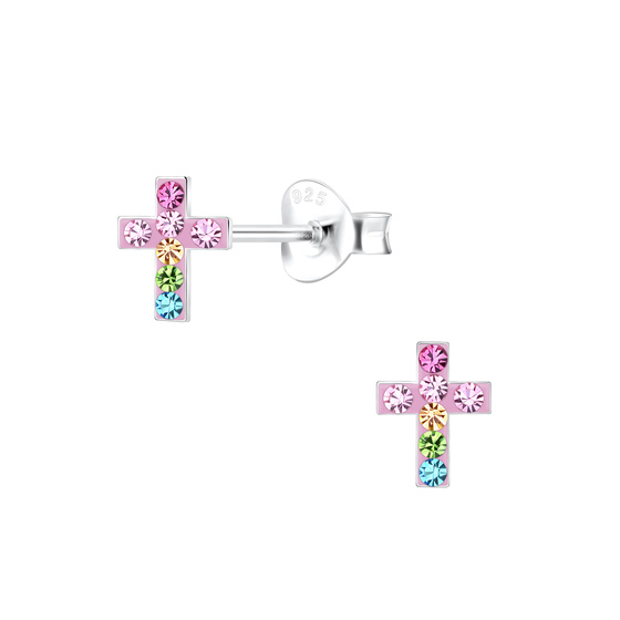 Kreuz Kinder Ohrringe 925 Silber