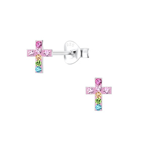 Kreuz Kinder Ohrringe 925 Silber