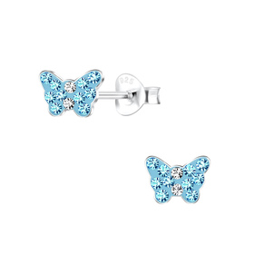 Schmetterling Kristall Kinder Ohrringe 925 Silber