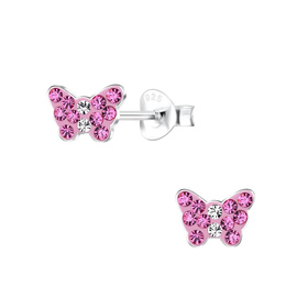 Schmetterling Kristall Kinder Ohrringe 925 Silber