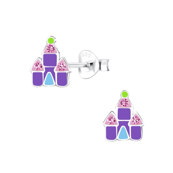 Schloss Kinder Ohrringe 925 Silber