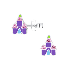 Schloss Kinder Ohrringe 925 Silber