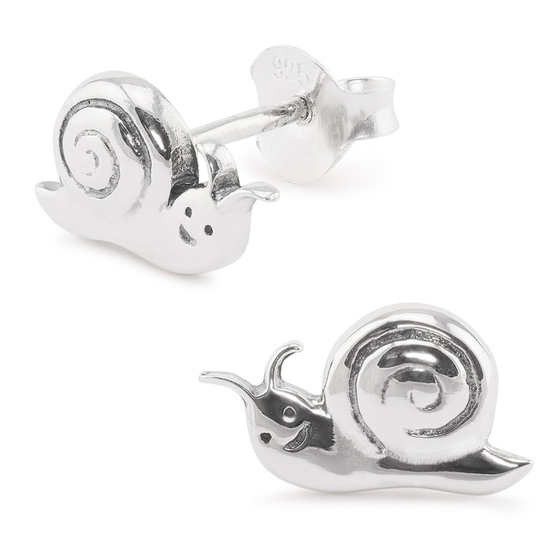 Auf dem Bild zu sehen sind Kinder Ohrringe Schnecke Ohrstecker aus 925 Sterling Silver echt Silber oxidiert