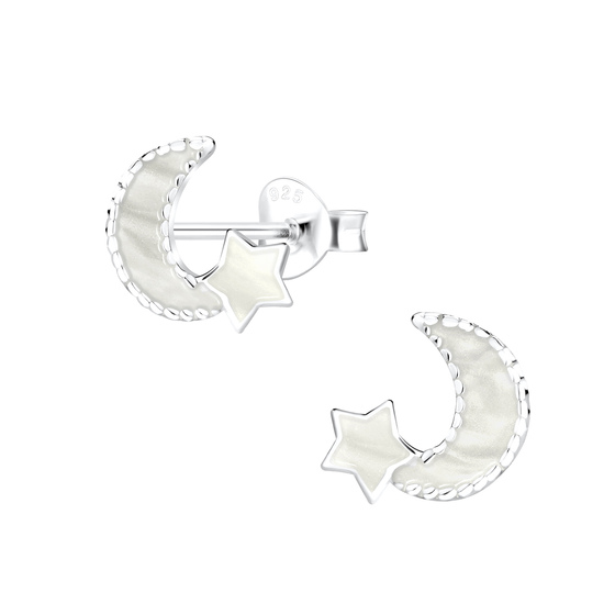 Mond Kinder Ohrringe 925 Silber