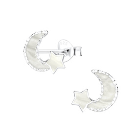 Mond Kinder Ohrringe 925 Silber