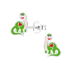 Brachiosaurus-Dinosaurier Kinder Ohrringe 925 Silber