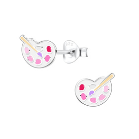 Palette und Pinsel Kinder Ohrringe 925 Silber