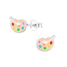 Palette und Pinsel Kinder Ohrringe 925 Silber