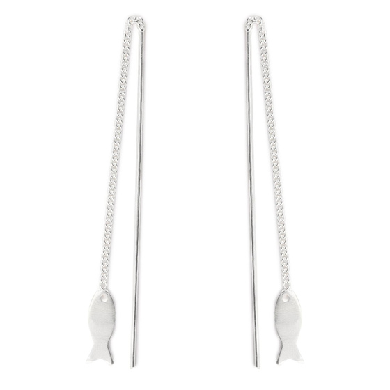 Auf dem Bild zu sehen sind Kinder Ohrringe Fisch Durchzieher aus 925 Sterling Silver echt Silber