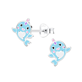 Waleinhorn Kinder Ohrringe 925 Silber