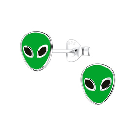 Alien Kinder Ohrringe 925 Silber