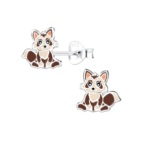 Waschb�ren Kinder Ohrringe 925 Silber