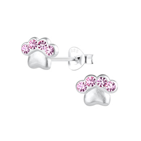 Pfotenabdruck Kinder Ohrringe 925 Silber