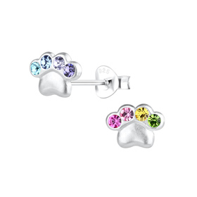 Pfotenabdruck Kinder Ohrringe 925 Silber