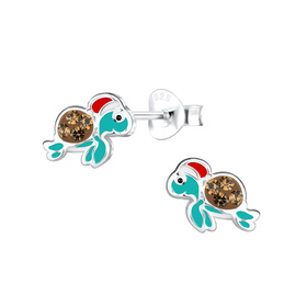 Winter Schildkr�ten Kinder Ohrringe 925 Silber