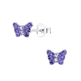 Schmetterling Kristall Kinder Ohrringe 925 Silber