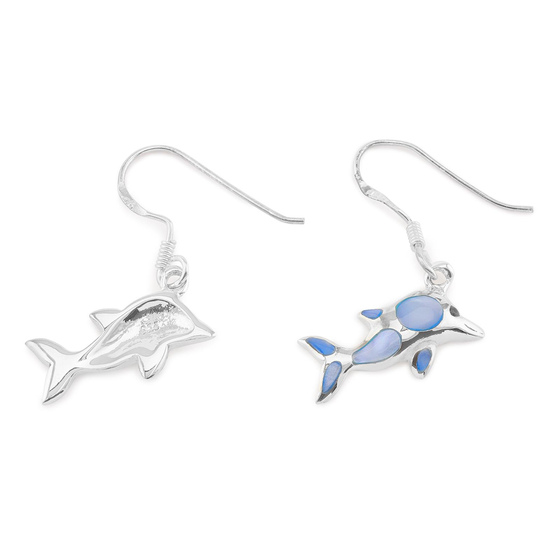 Das Bild mit Beschreibung zeigt Damen Ohrringe Delfin Ohrhnger aus 925 Sterling Silver echt Silber