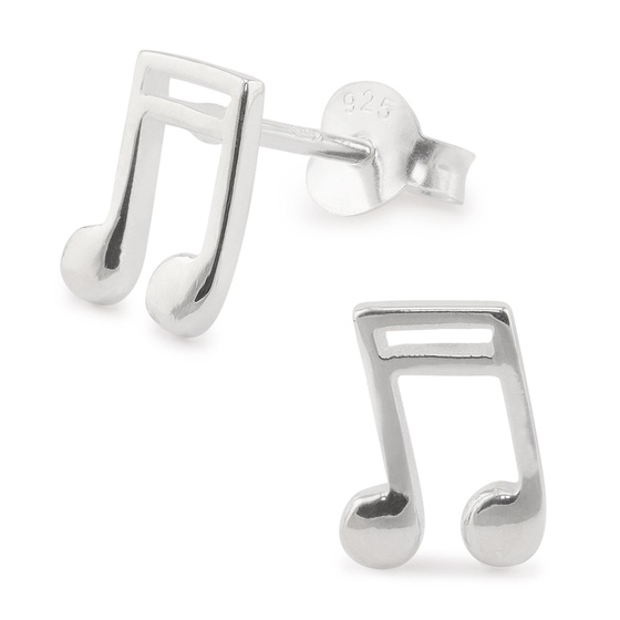 Auf dem Bild zu sehen sind Kinder Ohrringe Musik Noten Ohrstecker aus 925 Sterling Silver echt Silber