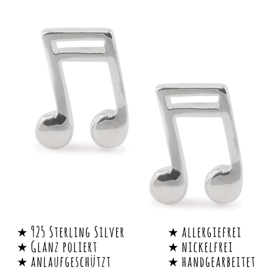 Das Bild mit Beschreibung zeigt Kinder Ohrringe Musik Noten Ohrstecker aus 925 Sterling Silver echt Silber