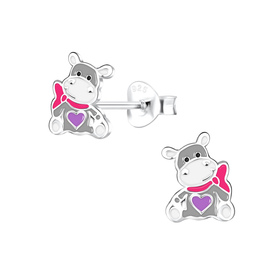 Nilpferd Kinder Ohrringe 925 Silber