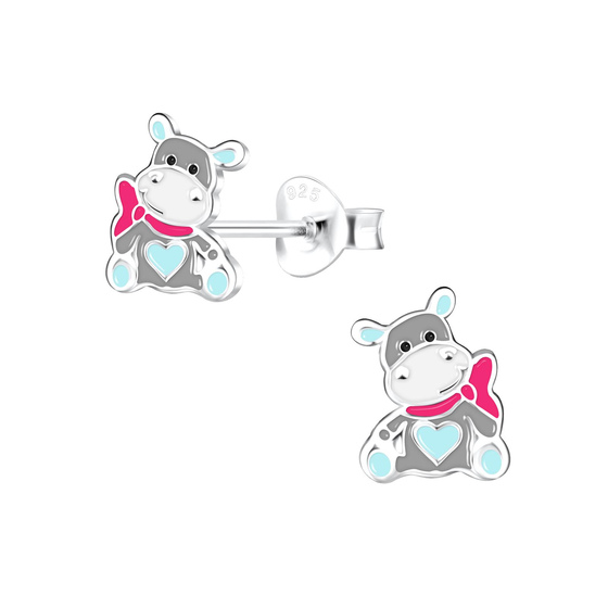 Nilpferd Kinder Ohrringe 925 Silber