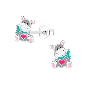 Nilpferd Kinder Ohrringe 925 Silber