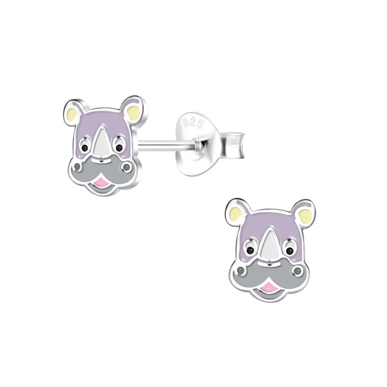 Nashorn Kinder Ohrringe 925 Silber