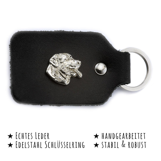 Das Bild mit Beschreibung zeigt ein Rottweiler Hund aus Leder