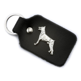 Auf dem Bild zu sehen ist ein Dobermann Hund aus Leder...