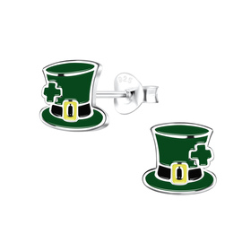 Hut Saint Patrick?s Day Kinder Ohrringe 925 Silber