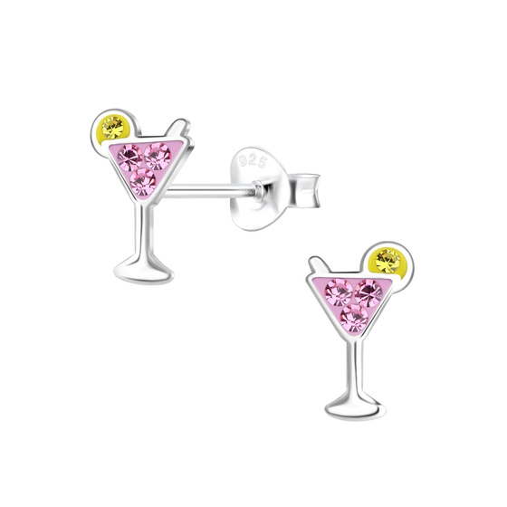 Cocktail Glas Kinder Ohrringe 925 Silber