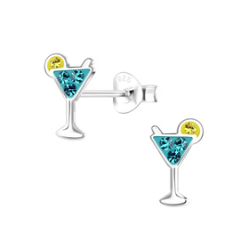 Cocktail Glas Kinder Ohrringe 925 Silber