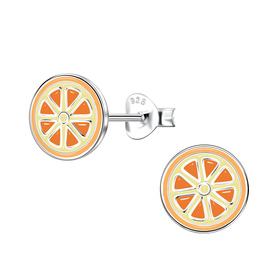 Orangen Kinder Ohrringe 925 Silber