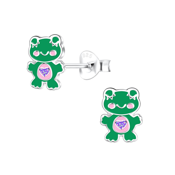 Frosch Kinder Ohrringe 925 Silber