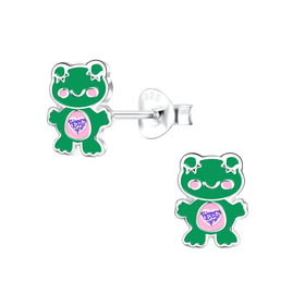 Frosch Kinder Ohrringe 925 Silber