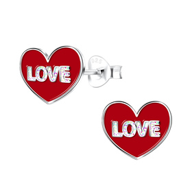 Love Herz Kinder Ohrringe 925 Silber