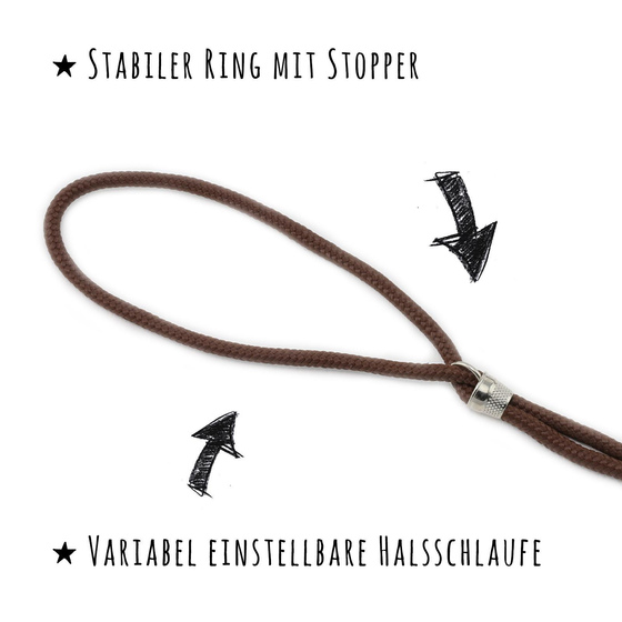 Das Bild mit Beschreibung zeigt eine Ringleine Hundeleine f�r Hunde aus Nylon