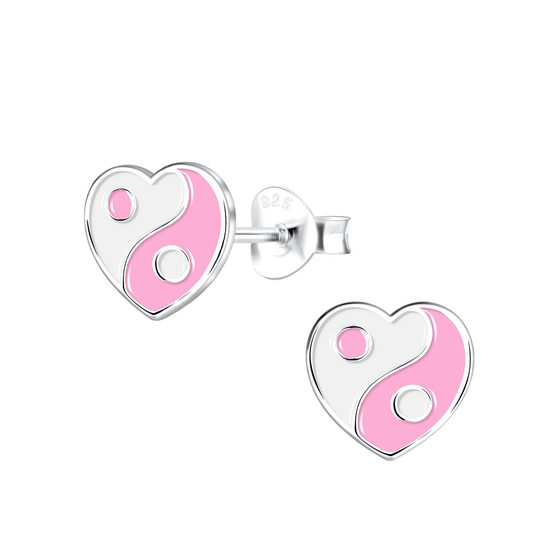 Yin Yang Herz Kinder Ohrringe 925 Silber