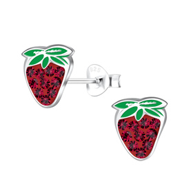 Erdbeeren Kinder Ohrringe 925 Silber