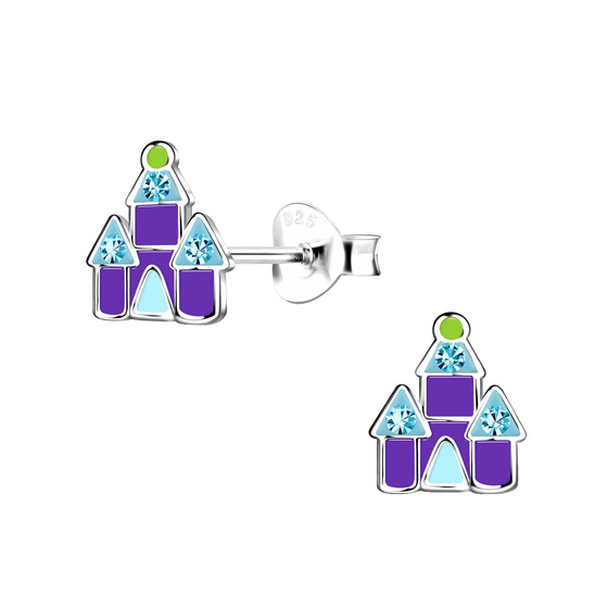 Schloss Kinder Ohrringe 925 Silber