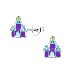 Schloss Kinder Ohrringe 925 Silber