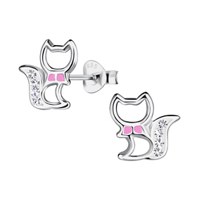 Katzen Kinder Ohrringe 925 Silber