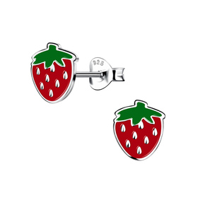 Erdbeeren Kinder Ohrringe 925 Silber