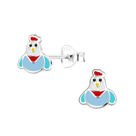 H�hner Kinder Ohrringe 925 Silber