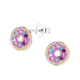 Donut Kinder Ohrringe 925 Silber