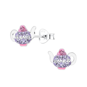 Teekanne Kinder Ohrringe 925 Silber