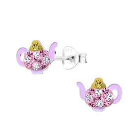 Teekanne Kinder Ohrringe 925 Silber