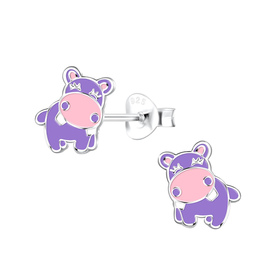 Nilpferd Kinder Ohrringe 925 Silber